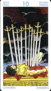 Tarotkaart 'Tien van Zwaarden'