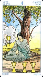 Tarotkaart 'Vier van Kelken'
