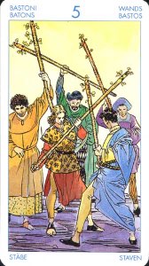 Tarotkaart 'Vijf van Staven'