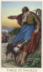 Tarotkaart 'Drie van Zwaarden'