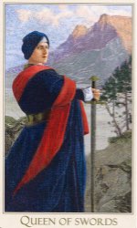Tarotkaart 'Koningin van Zwaarden'