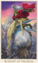 Tarotkaart 'Ridder van Zwaarden'