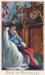 Tarotkaart 'Schildknaap van Pentagrammen'