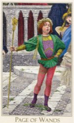 Tarotkaart 'Schildknaap van Staven'