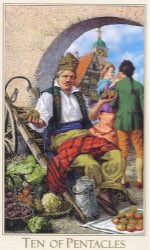 Tarotkaart 'Tien van Pentagrammen'