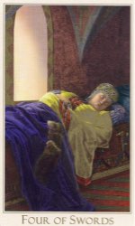 Tarotkaart 'Vier van Zwaarden'