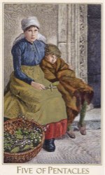 Tarotkaart 'Vijf van Pentagrammen'