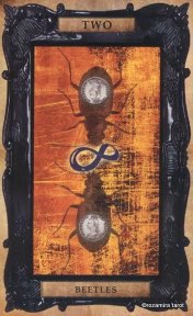 Tarotkaart 'Twee van Pentagrammen'