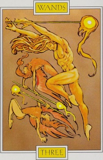 Tarotkaart 'Drie van Staven'