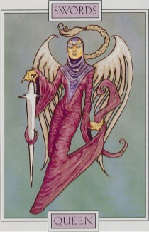 Tarotkaart 'Koningin van Zwaarden'