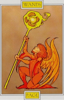 Tarotkaart 'Schildknaap van Staven'