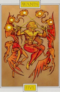 Tarotkaart 'Vijf van Staven'