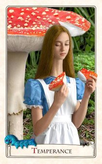 Tarotkaart "Matigheid" (uit het tarotdeck "Alice in Wonderland")