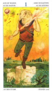 Tarotkaart 'Aas van Staven'
