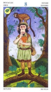 Tarotkaart 'Acht van Pentagrammen'
