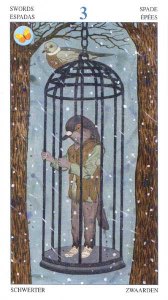 Tarotkaart 'Drie van Zwaarden'