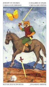 Tarotkaart 'Ridder van Zwaarden'