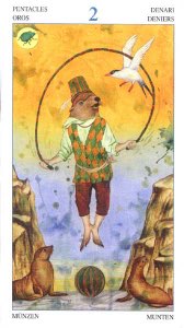 Tarotkaart 'Twee van Pentagrammen'