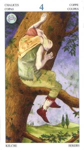 Tarotkaart 'Vier van Kelken'