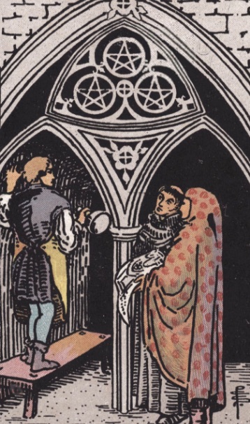 Tarotkaart 'Drie van Pentagrammen'