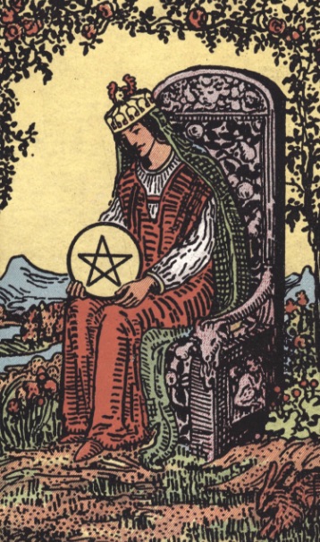 Tarotkaart 'Koningin van Pentagrammen'