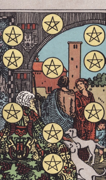 Tarotkaart 'Tien van Pentagrammen'