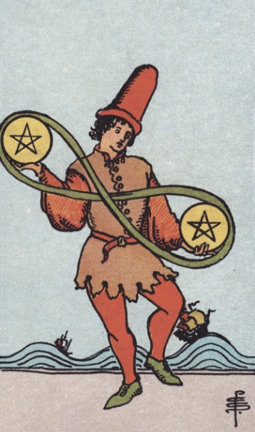 Tarotkaart 'Twee van Pentagrammen'