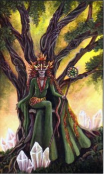 Tarotkaart 'Koningin van Pentagrammen'