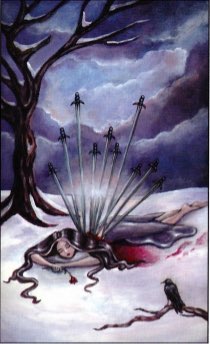 Tarotkaart 'Tien van Zwaarden'