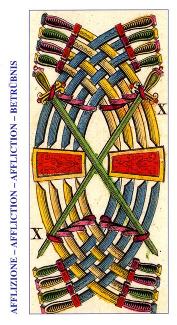 Tarotkaart 'Tien van Zwaarden'