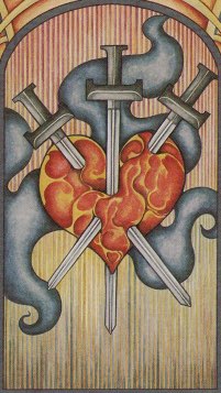 Tarotkaart 'Drie van Zwaarden'