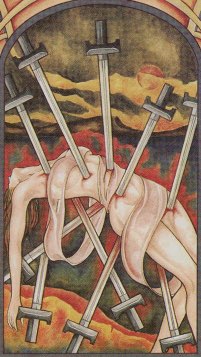 Tarotkaart 'Tien van Zwaarden'