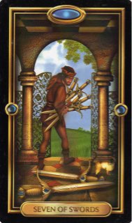 Tarotkaart 'Zeven van Zwaarden'
