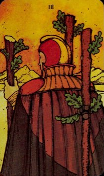 Tarotkaart 'Drie van Staven'