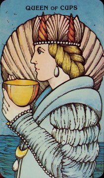 Tarotkaart 'Koningin van Kelken'
