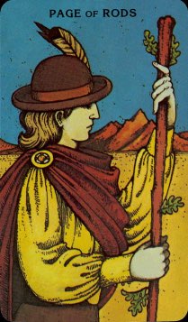 Tarotkaart 'Schildknaap van Staven'