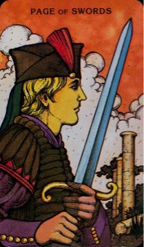 Tarotkaart 'Schildknaap van Zwaarden'