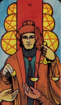 Tarotkaart 'Zes van Pentagrammen'