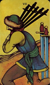 Tarotkaart 'Zeven van Zwaarden'