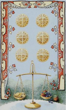 Tarotkaart 'Zes van Pentagrammen'
