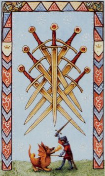 Tarotkaart 'Zeven van Zwaarden'