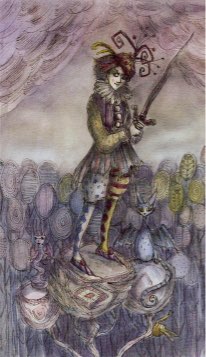 Tarotkaart 'Schildknaap van Zwaarden'