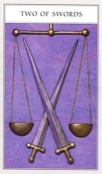 Tarotkaart 'Twee van Zwaarden'