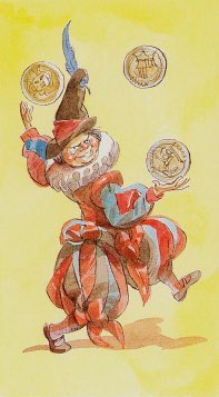 Tarotkaart 'Drie van Pentagrammen'