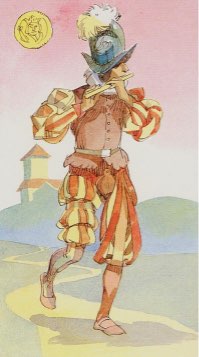 Tarotkaart 'Schildknaap van Pentagrammen'