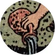 Closeup van het symbool Kruik in de tarotkaart De Ster