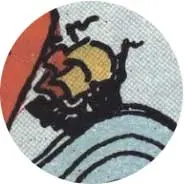 Closeup van het symbool Schip in de tarotkaart Twee van Pentagrammen