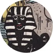 Closeup van het symbool Sfinx in de tarotkaart De Zegewagen