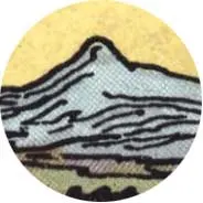 Closeup van het symbool Bergen in de tarotkaart 