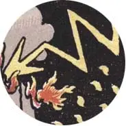 Closeup van het symbool Bliksem in de tarotkaart 